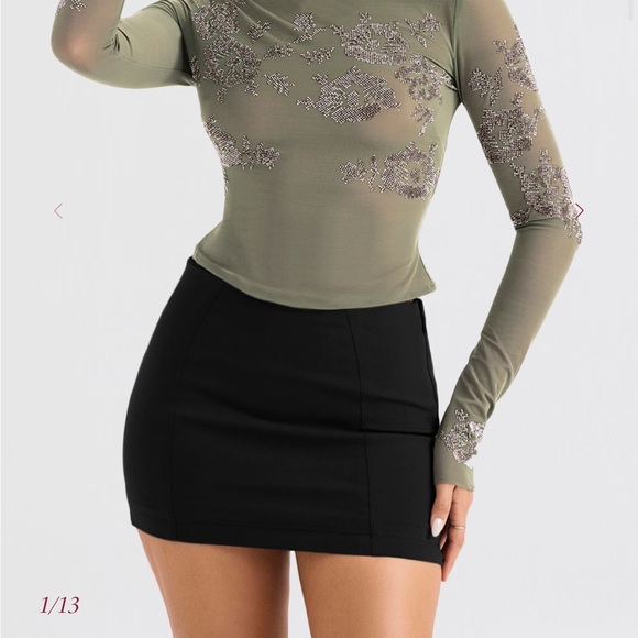 House of CB Nisha Black Sculpting Mini Skirt - Picture 1 of 7